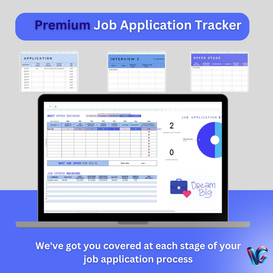 Ultimate Job Application Organizer, front page of tracker product