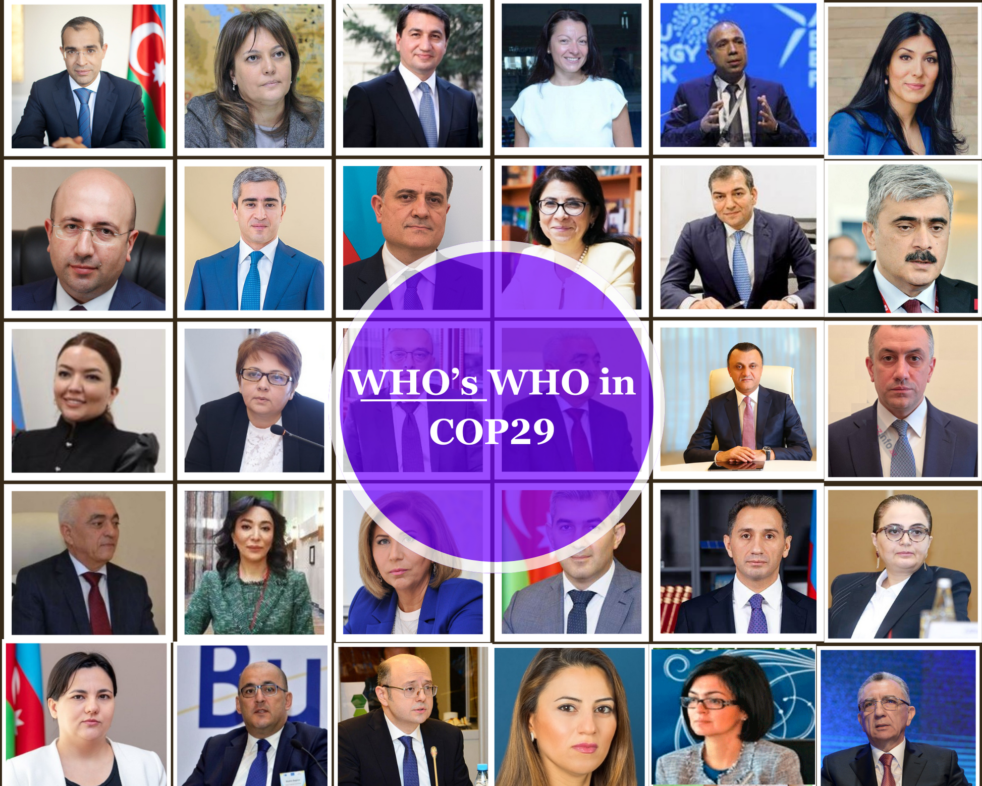 COP29 2024, COP29 Azerbaijan UN Climate conference Who's Who Guide, front page of directory.  